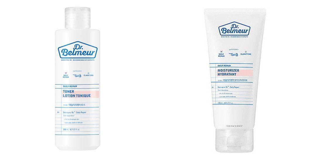 The Face Shop肌本博士舒敏修護液，在清新的背景下展示其溫和且不刺激的性質，適合全年使用。